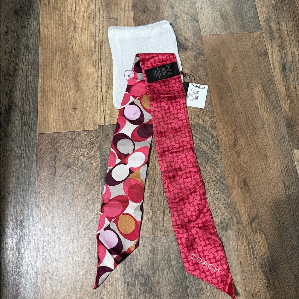 Coach Reversible Patterned Scarf - Twilly NWT 100% Silk